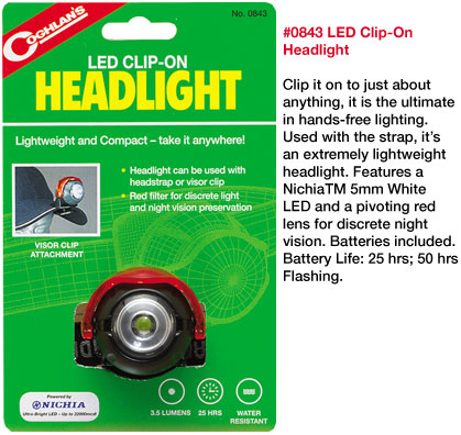 Фонарь светодиодный на козырёк Coghlan\'s LED Clip-On Headlight 0843