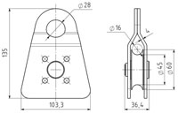 Блок-ролик одинарный большой с подшипником 46 кН Вертикаль ver0414
